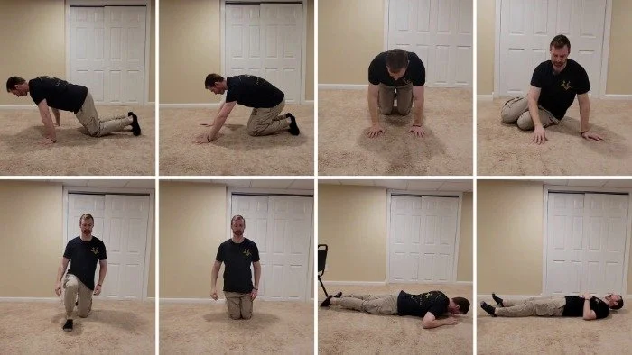 dr. brent pritt demonstrating different movements on the ground