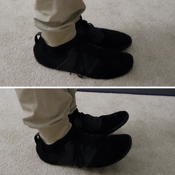 picture showing feet flat on floor followed by toes raised in air