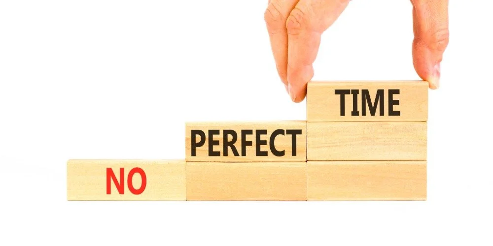 blocks spelling out no perfect time