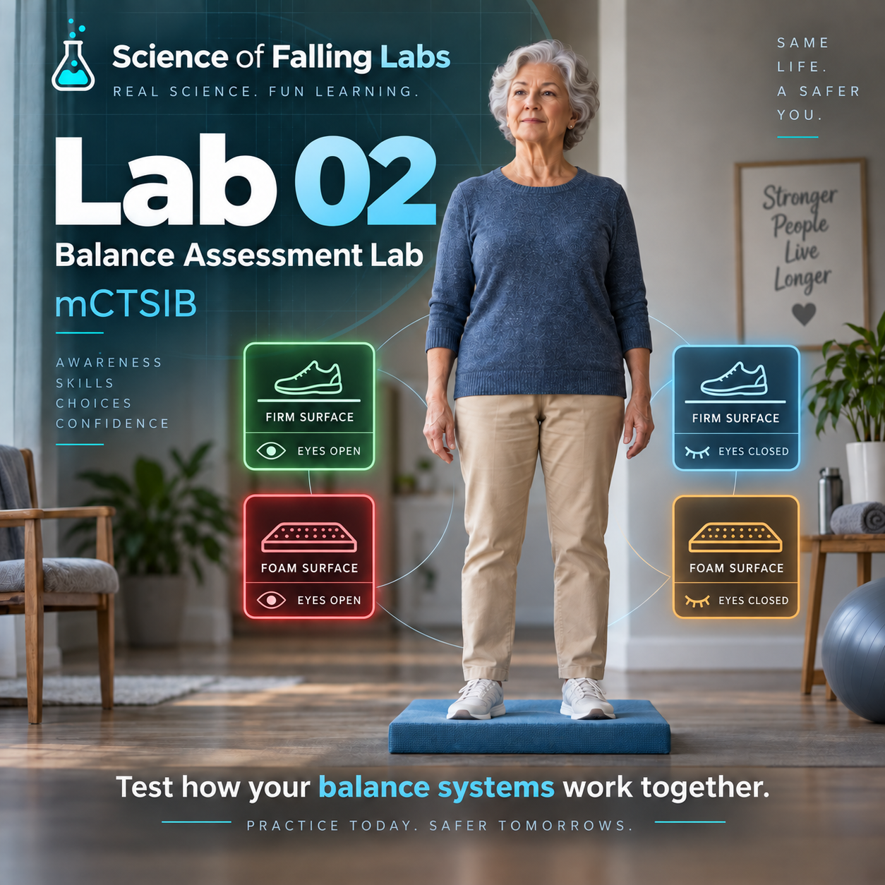 Balance Assessment Lab cover showing four sensory balance conditions.