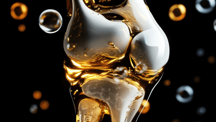 stylized knee joint with oil lubricating it