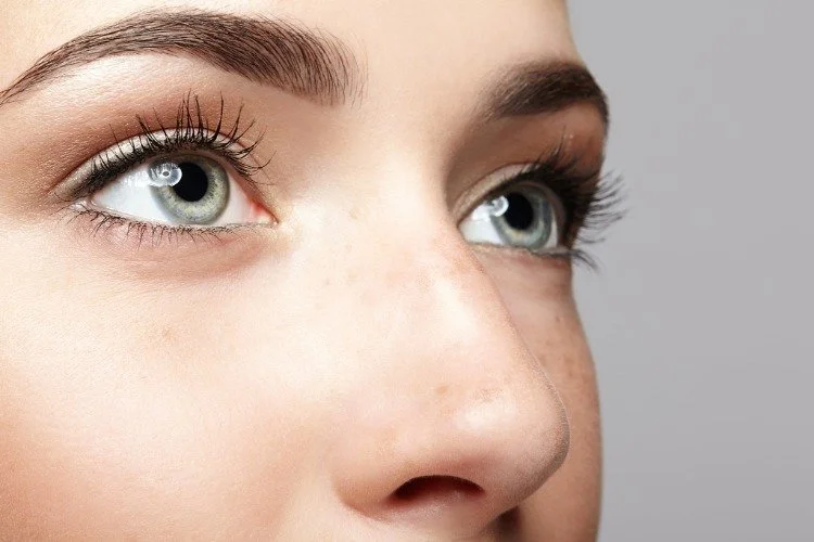 close up of woman's eyes