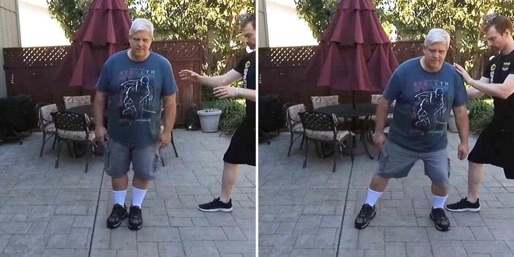 demonstration of self initiated falls with a straight plane step, stepping strategies