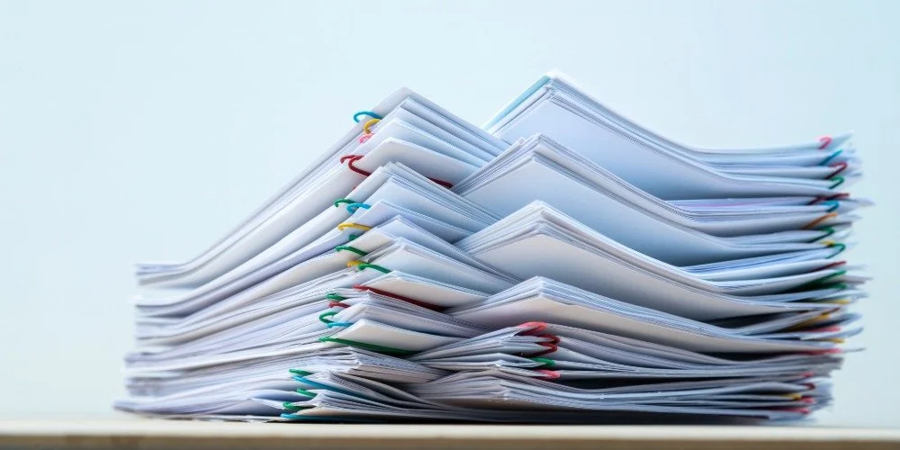 stack of research papers