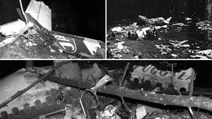 Compilation of images showing the JAT Flight 367 wreckage