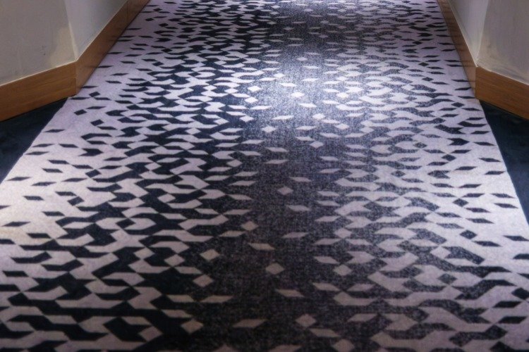 patterned carpet in hallway