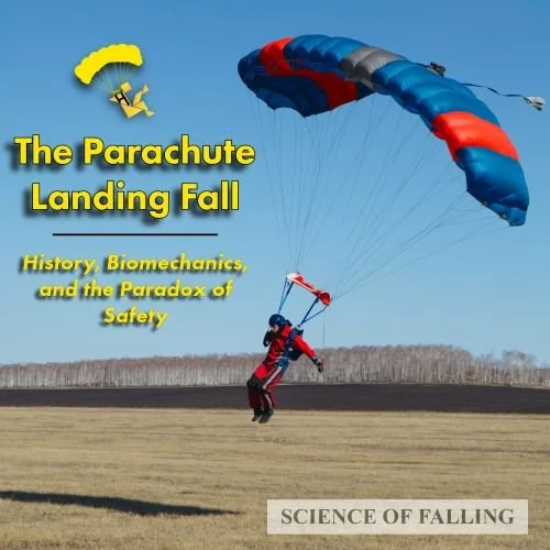 parachute landing fall article cover photo showing person about to land while skydiving