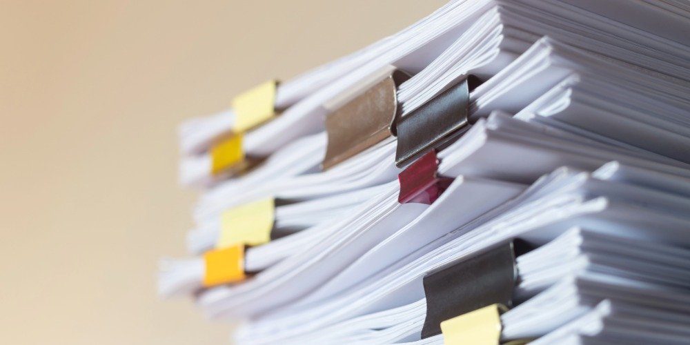 stack of research papers