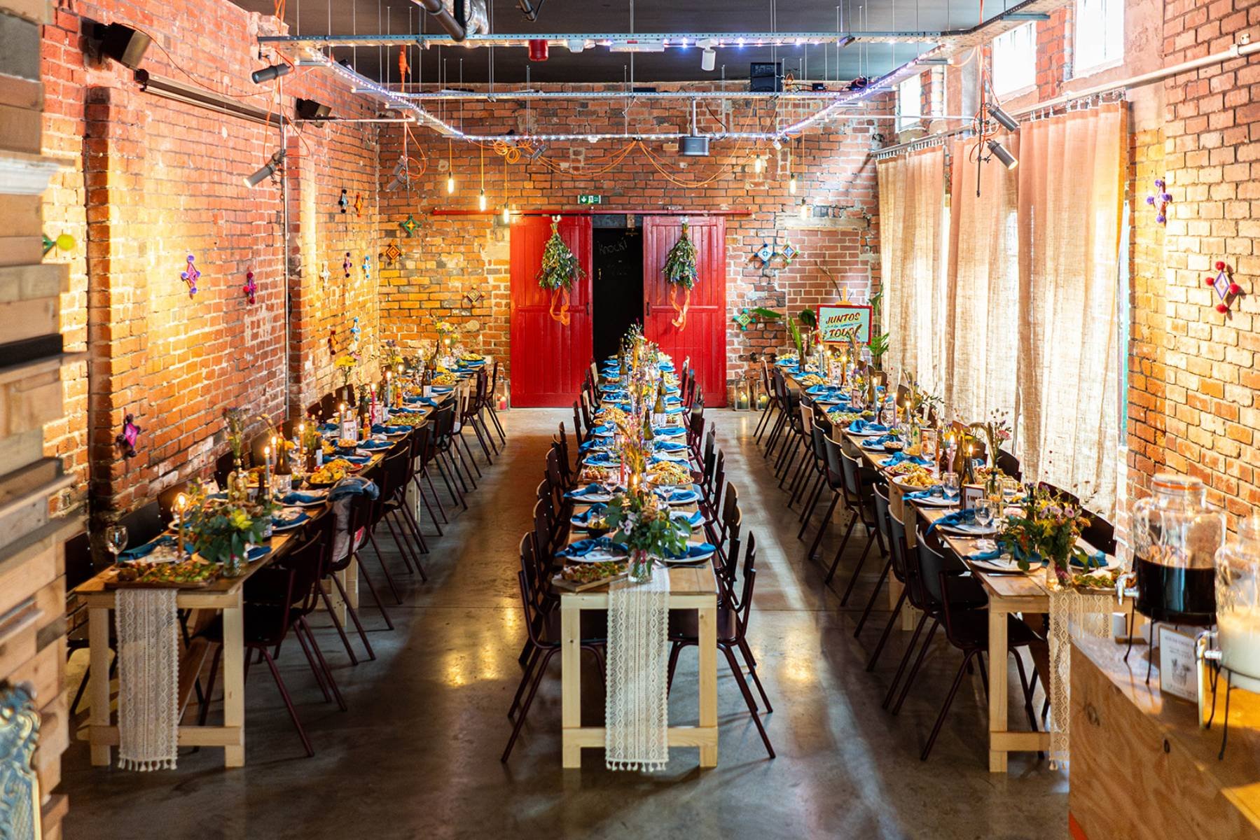 Colourful table styling for Mexican and British wedding at 99 Mary Street in Sheffield