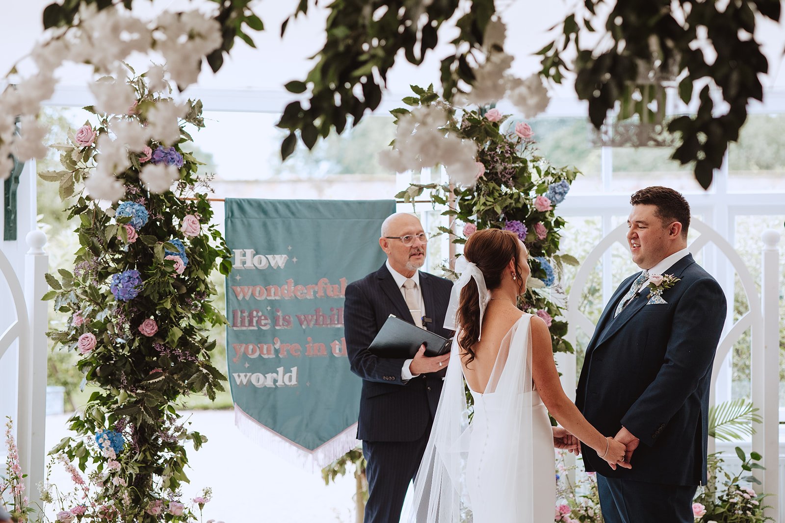 Personalised wedding ceremony styling at Combermere Abbey in Cheshire
