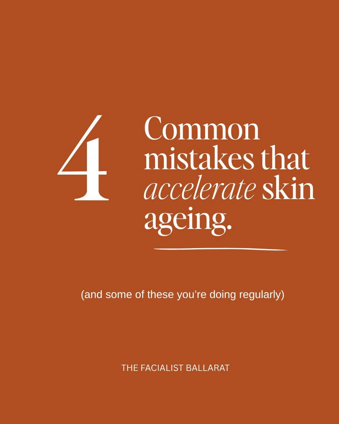 We all want to age as gracefully as possible...

Here are just a few things we can try and avoid.
With some simple tweaks in your daily routine we can prevent a lot of premature ageing.

Book a consultaion for your personalised plan - Link in bio