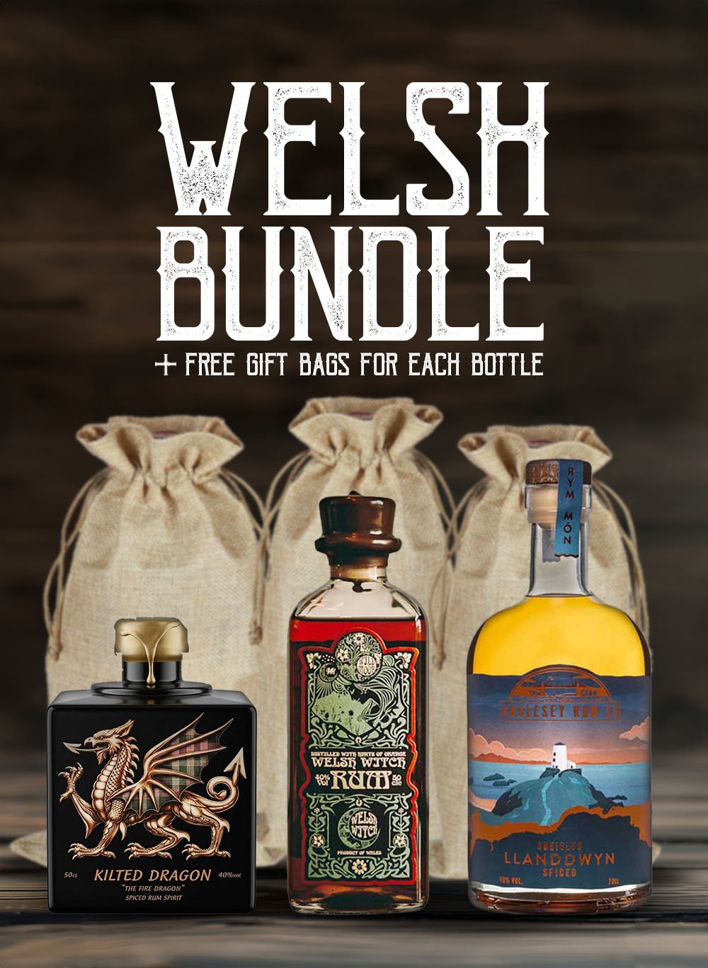 Welsh Rum Bundle & 3 Free Gift Bags