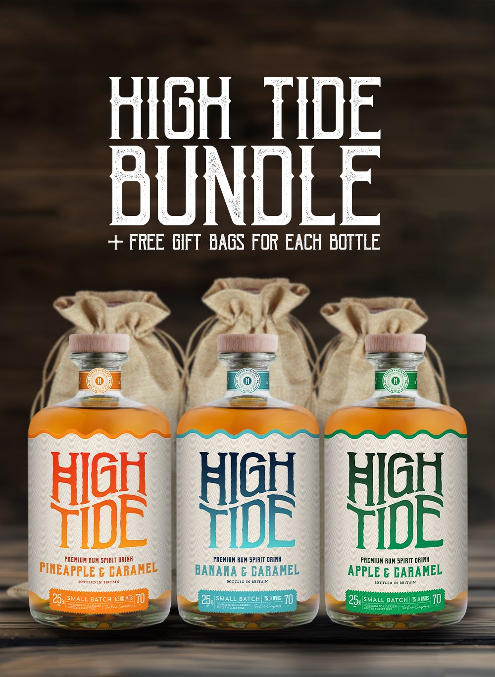 High Tide Rum Bundle & 3 Free Gift Bags