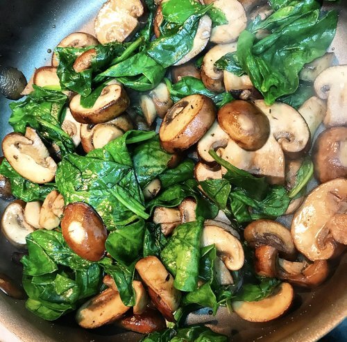 Sauteed Mushroom and Spinach Salad