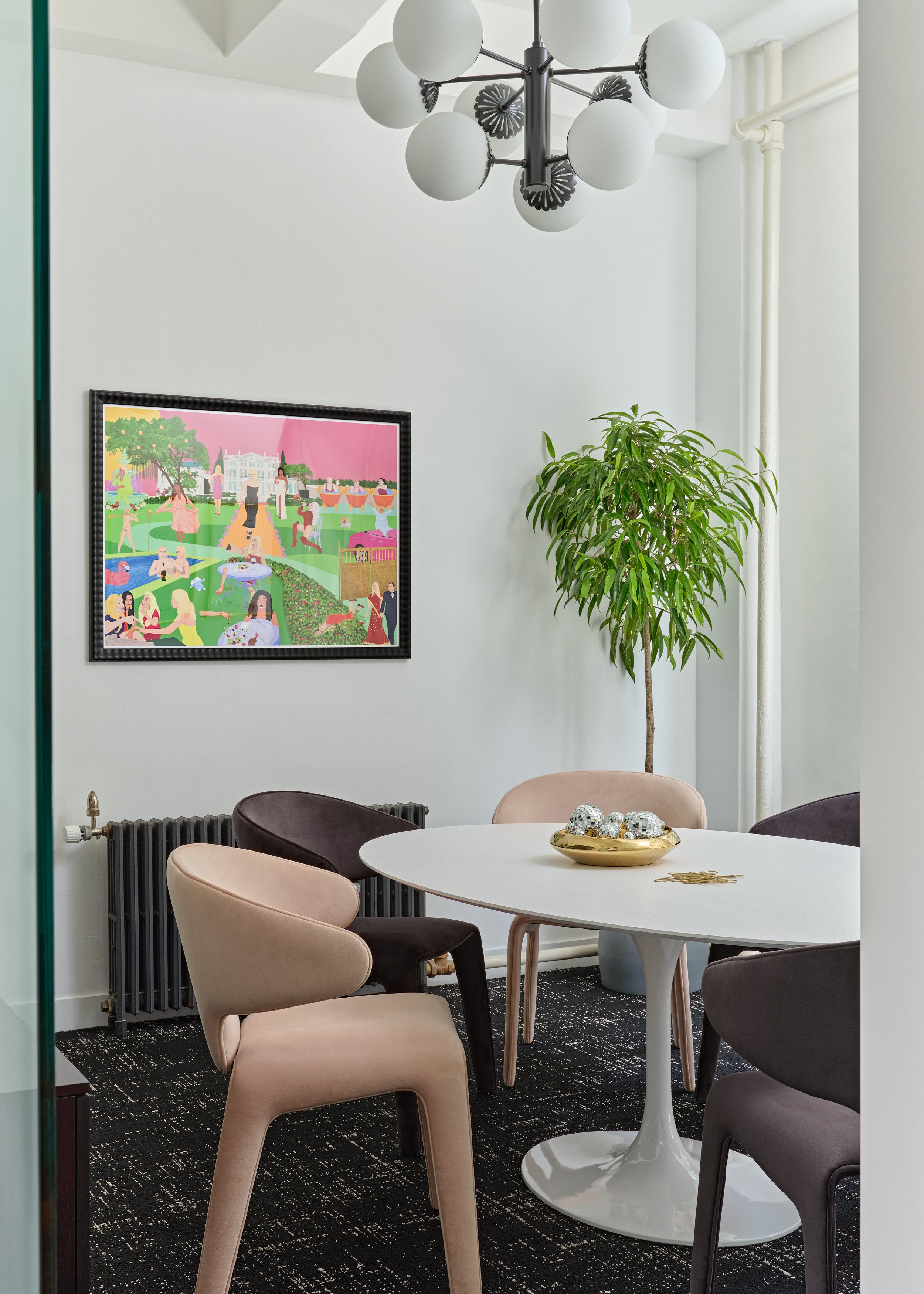 Fun quirky playful conference room in NYC Betches office designed by Molly Torres Portnof of DATE Interiors Brooklyn designer