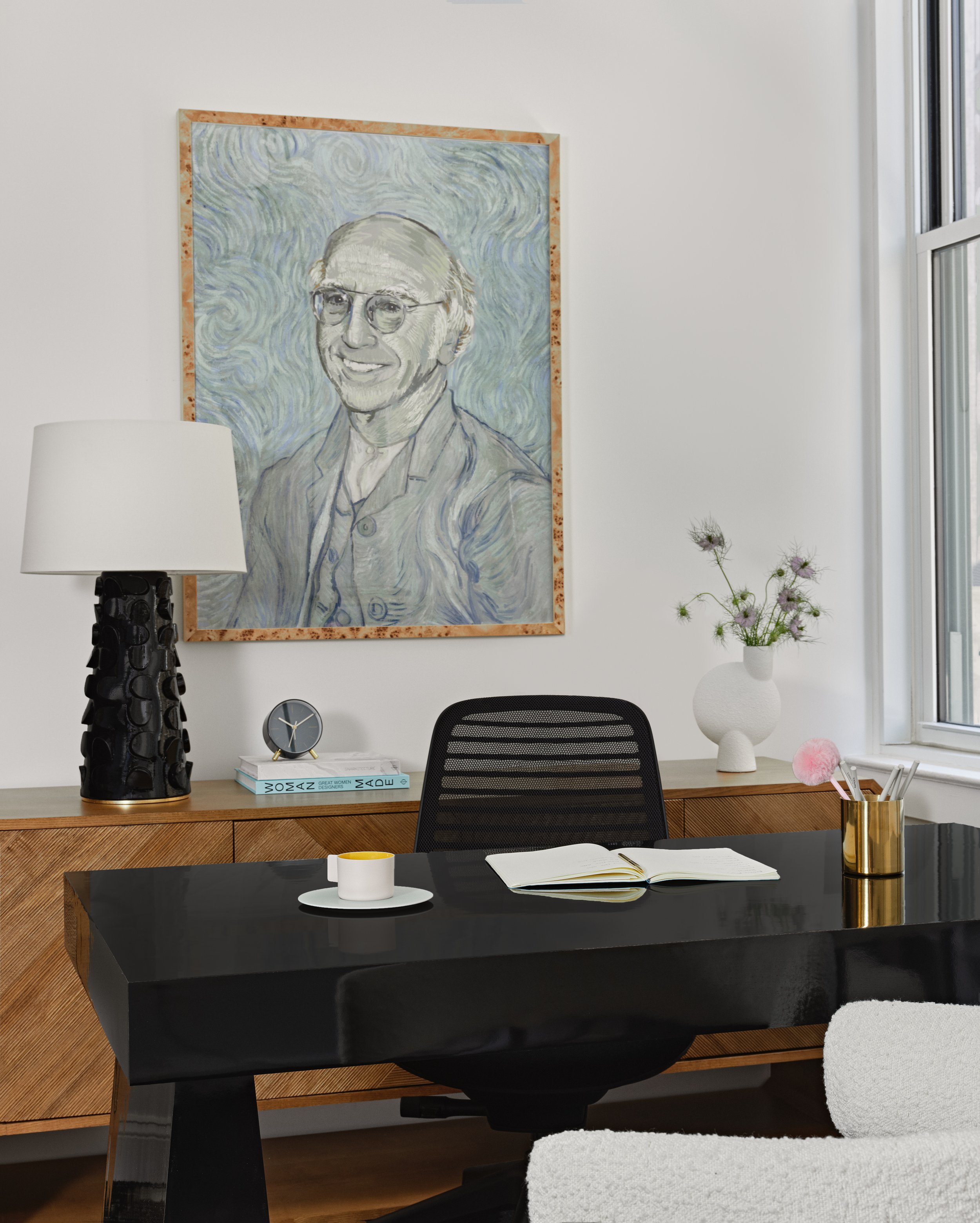 Founders office with custom desk in Betches office designed by Molly Torres Portnof of DATE Interiors long island designer