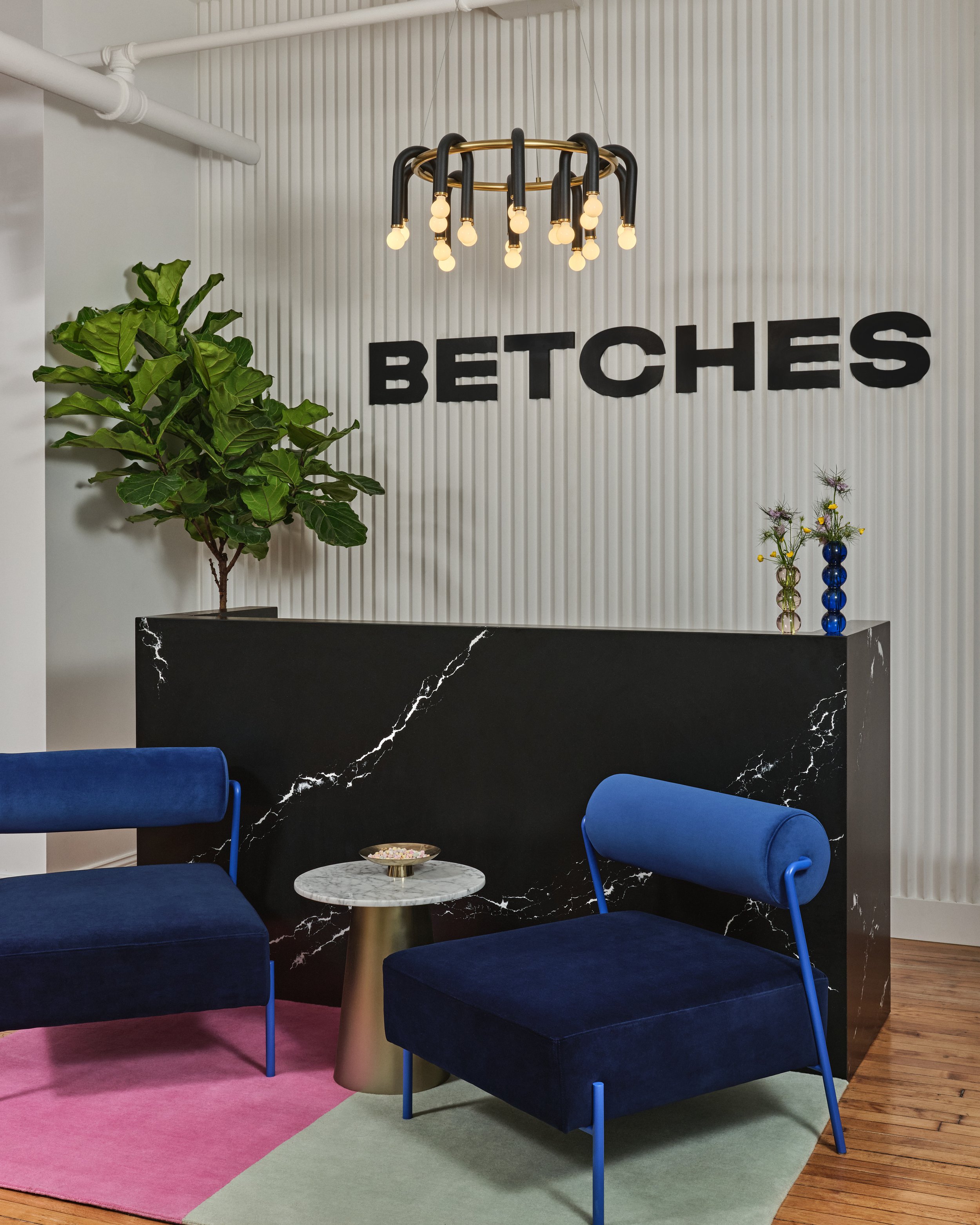 Betches reception in office project by Molly Torres Portnof of DATE Interiors interior design firm NYC designer