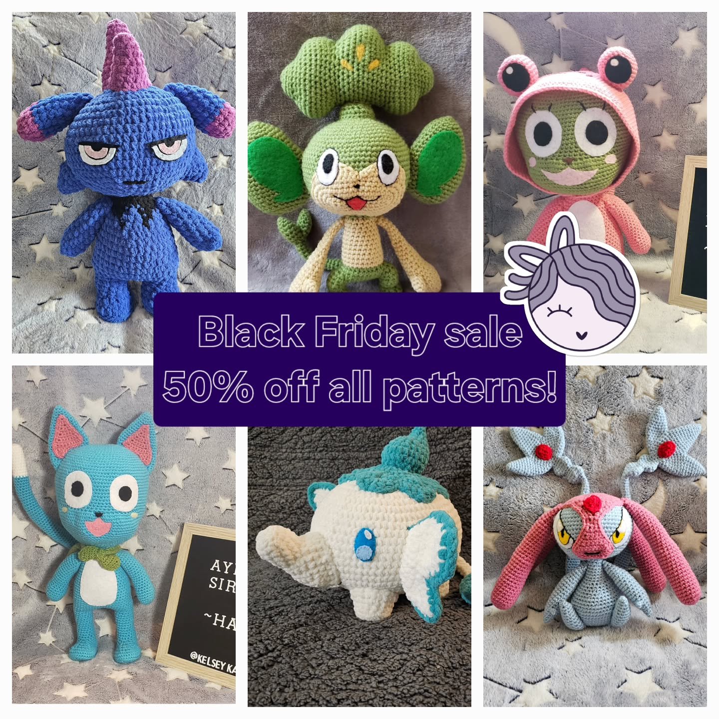 Friday and Saturday only 50% off all my patterns. Etsy shop link in bio!

My gift to you. I appreciate your support so much. Happy crocheting!! 😊 

#crochet #blackfriday #blackfridaysale #crochetpatterns #pokemon #fairytail #palworld
