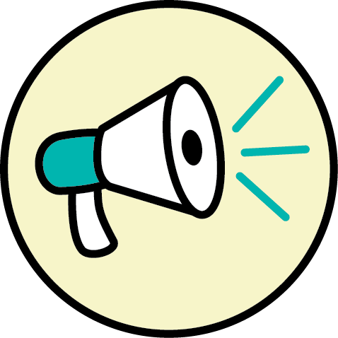 mega phone with sound waves