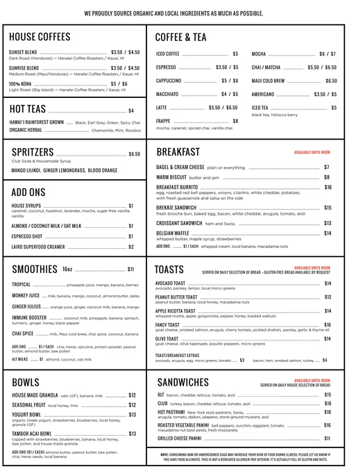 QR Menu — Hanalei Bread Co.