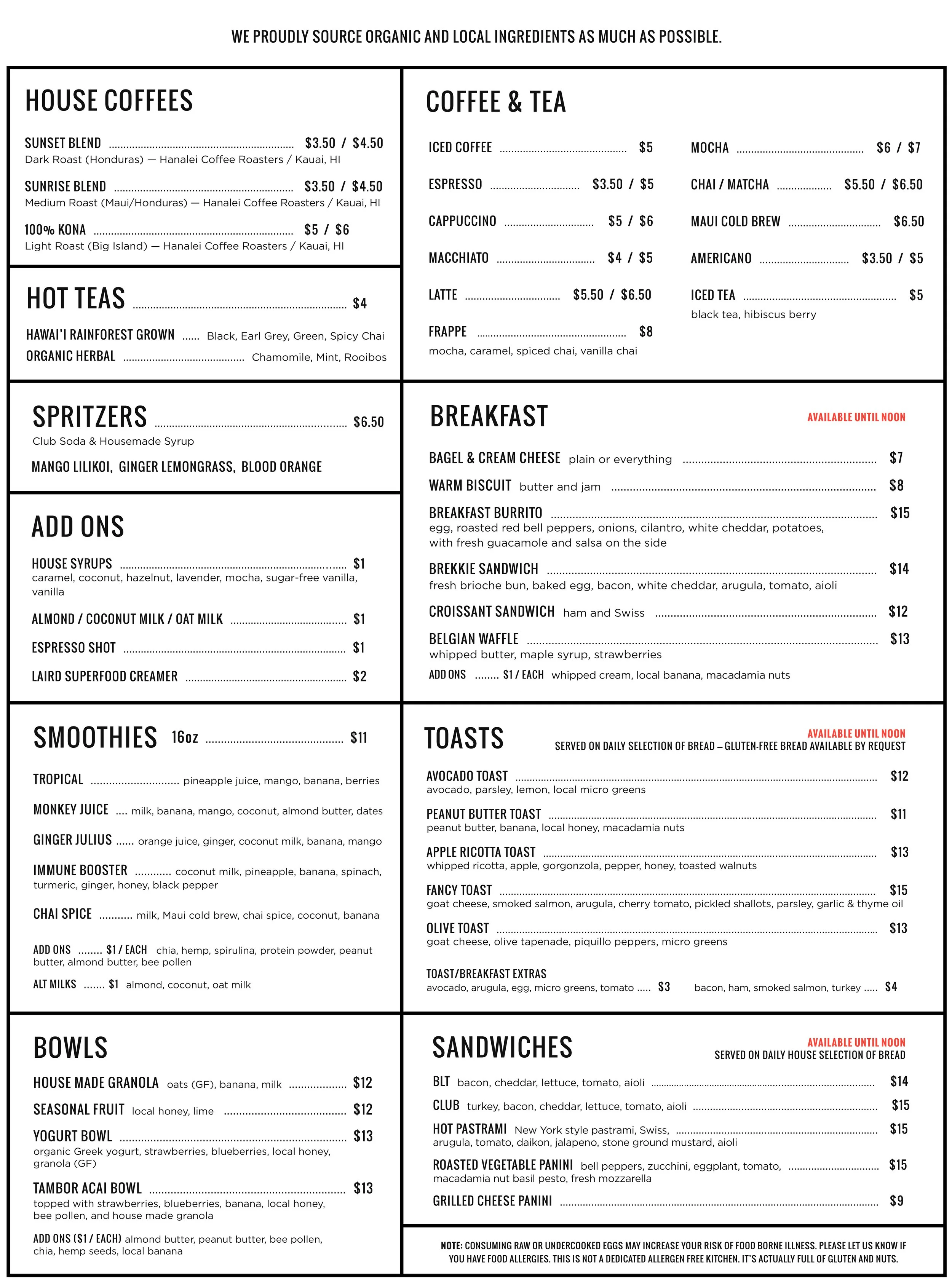 QR Menu — Hanalei Bread Co.