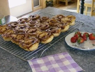 Apple pancake served with care.