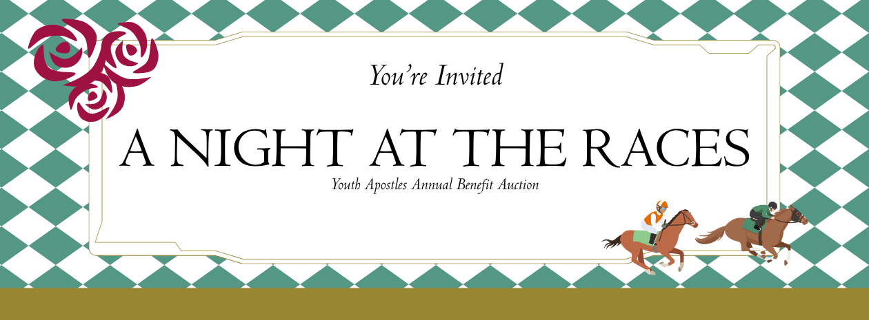 banner with auction title "A night at the Races"