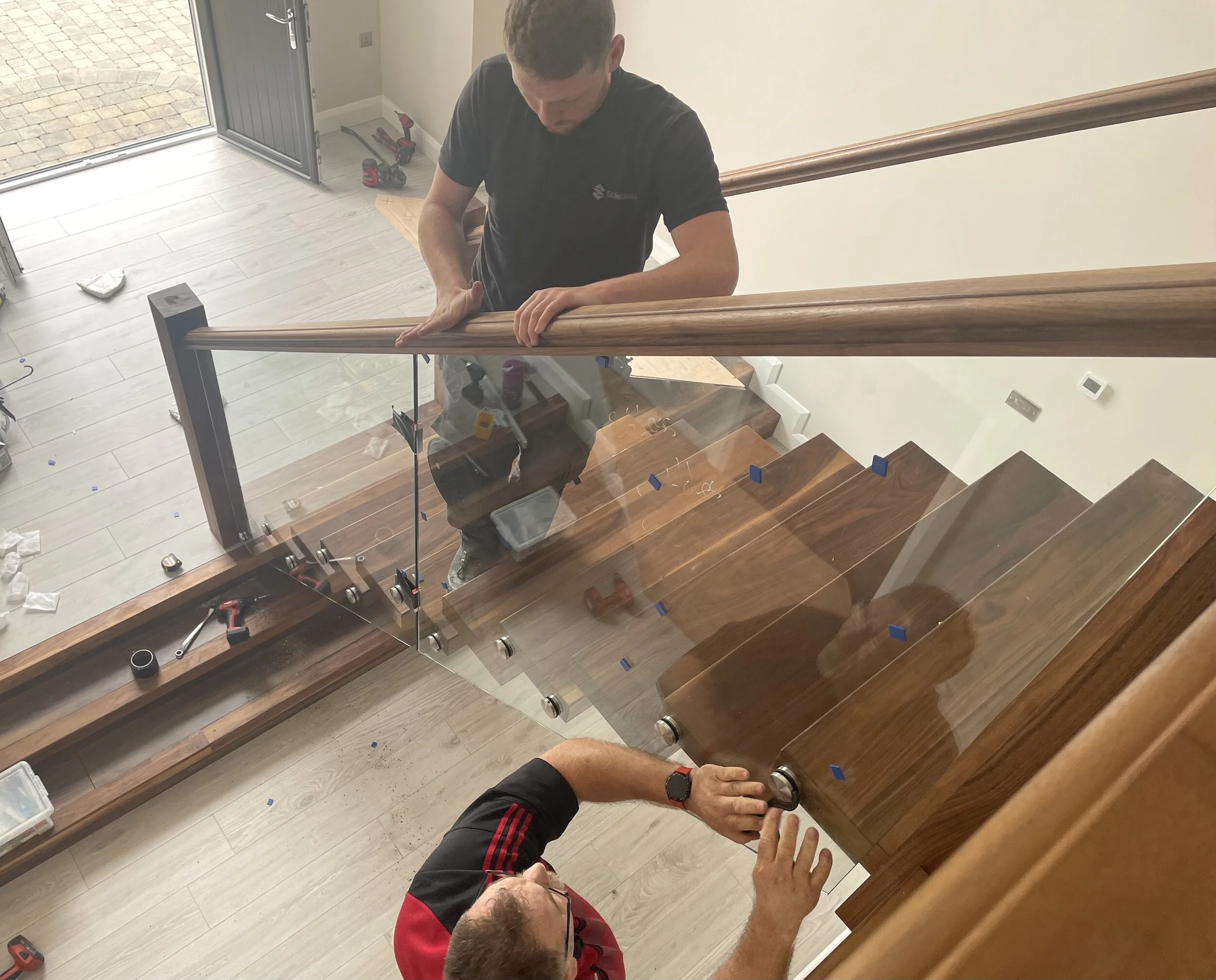 Point fixed glass balustrade for stairs in Northern Ireland 