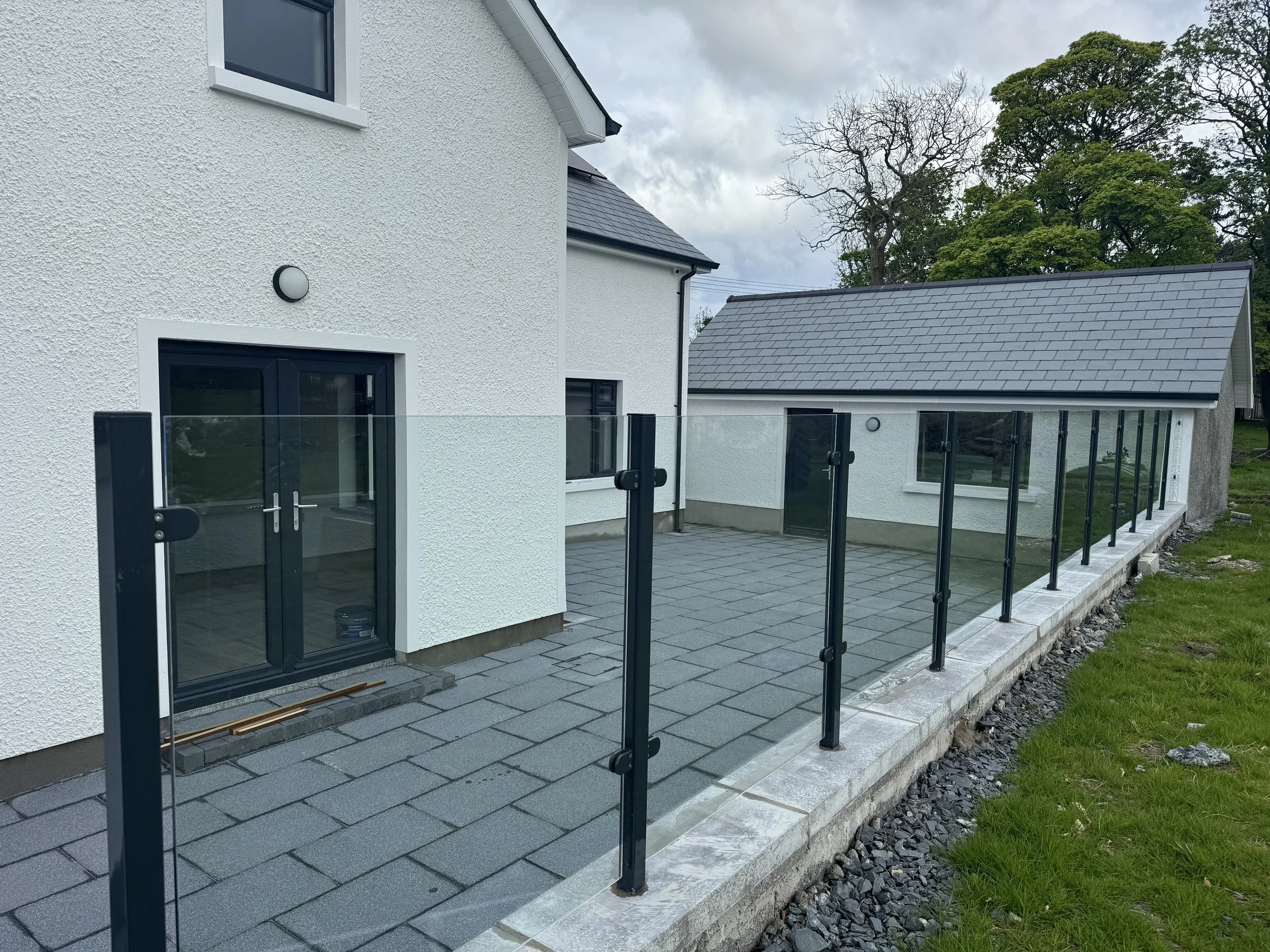 Square Grey Balustrades posts by Stile Glass (NI)