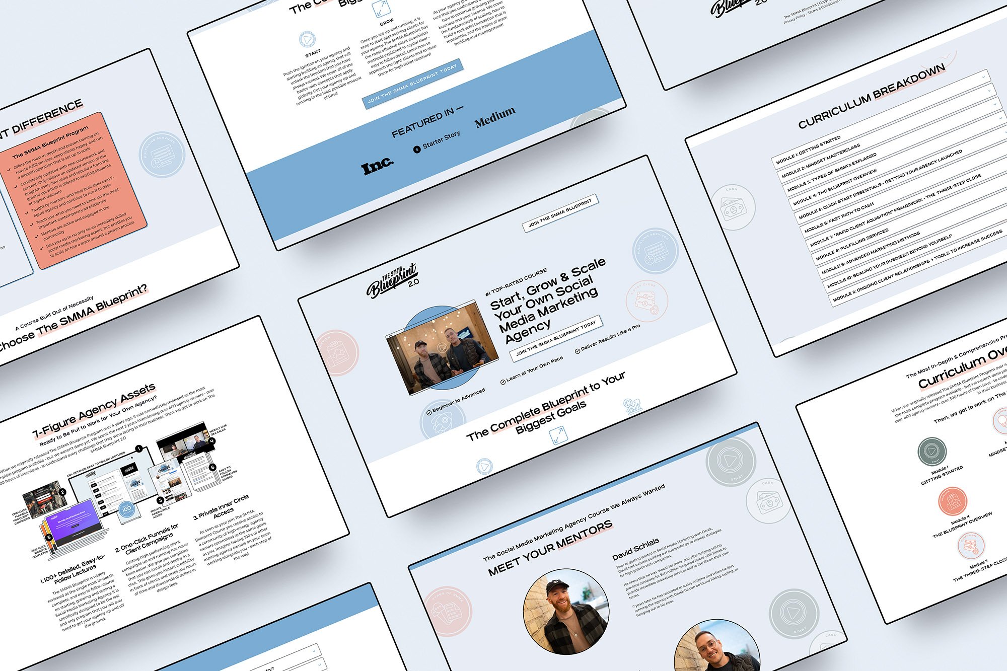 A layout of a client website project completed by Fan Club brands.