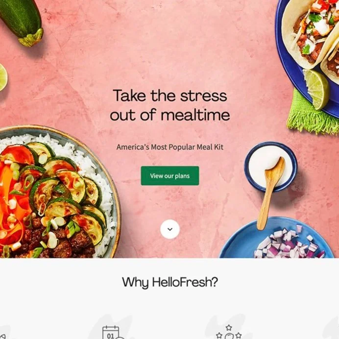 "HelloFresh advertisement with meal kit and contact details"