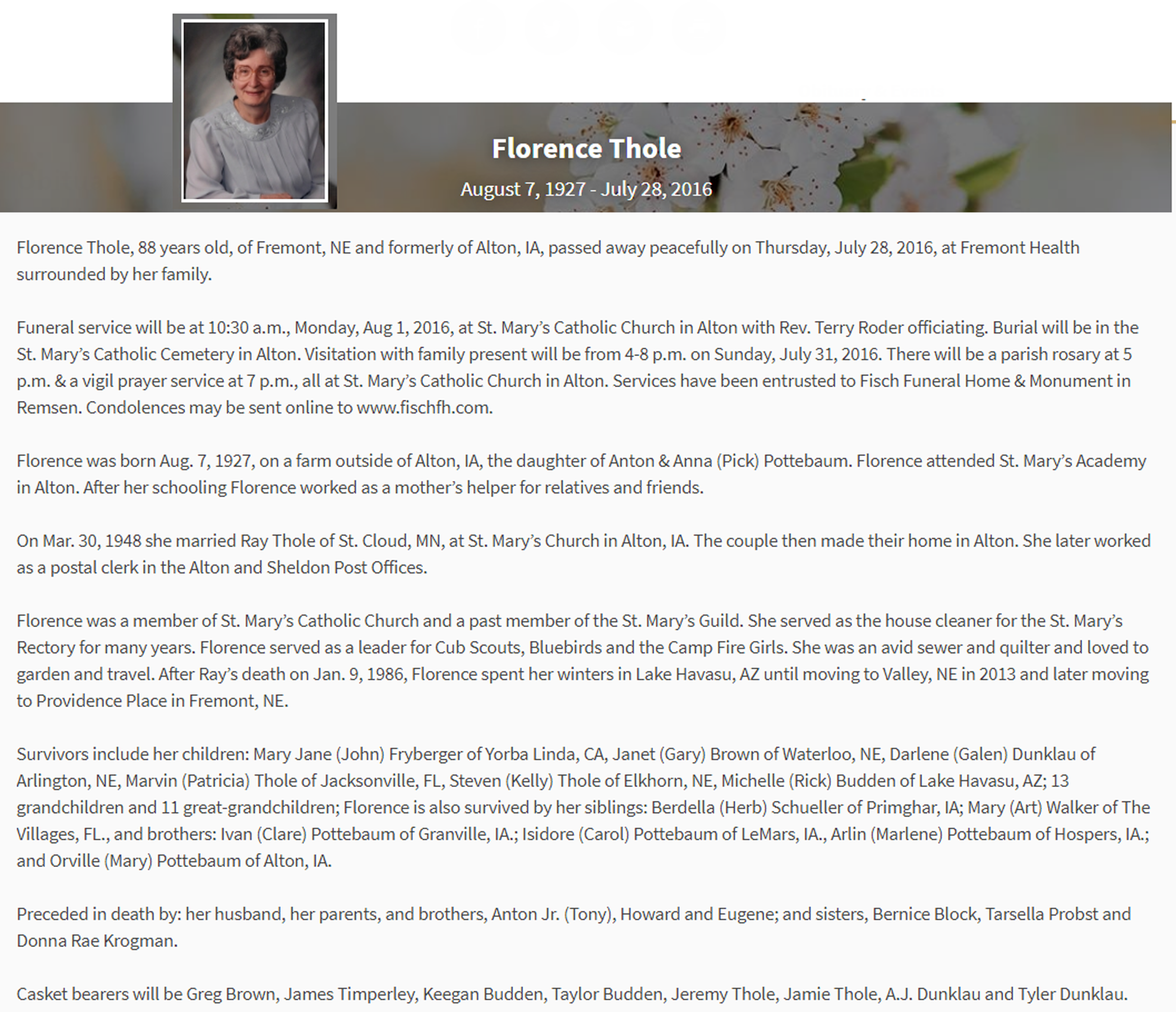 2016 Thole Florence Pottebaum obit d. Jul 28 2of2.png