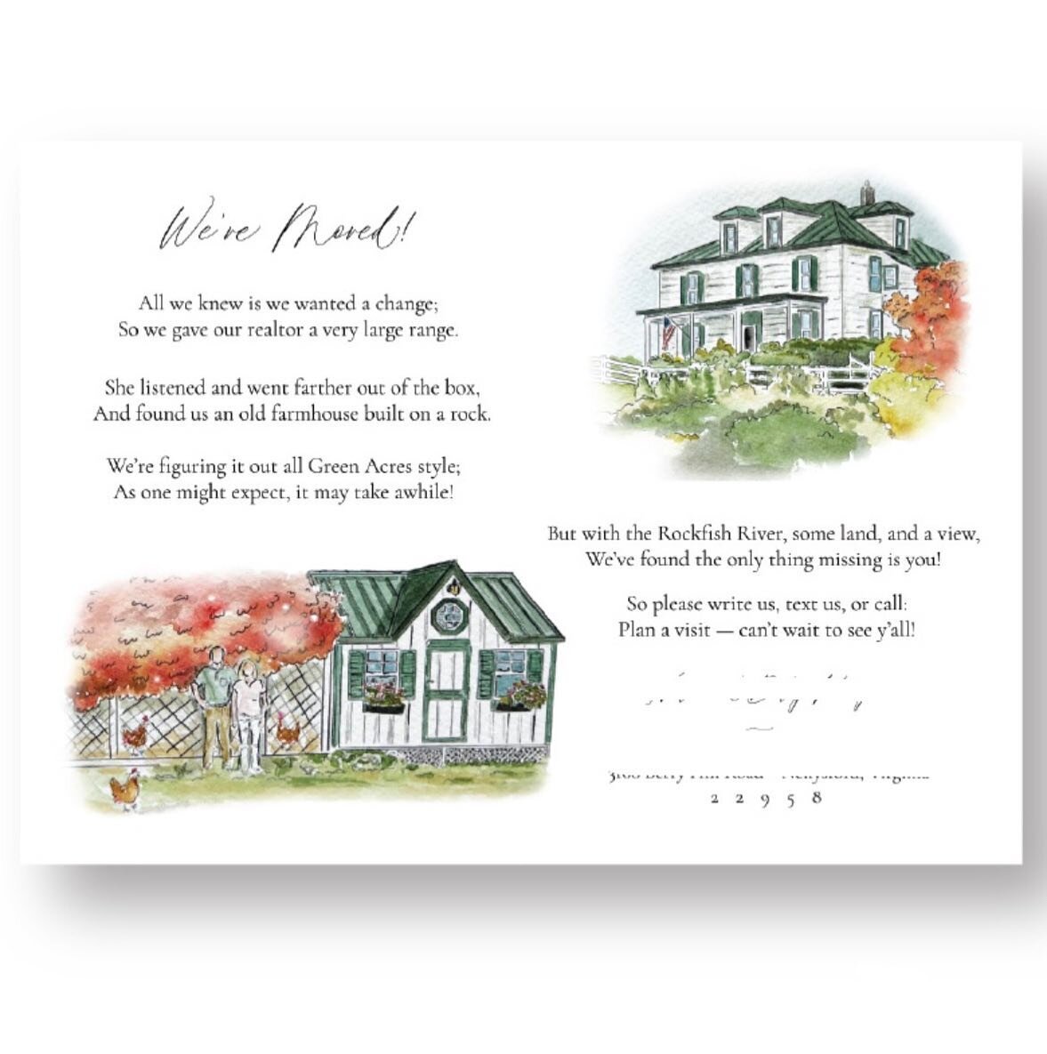 &ldquo;We&rsquo;ve moved&rdquo; cards with custom paintings + a poem&hellip; 😍