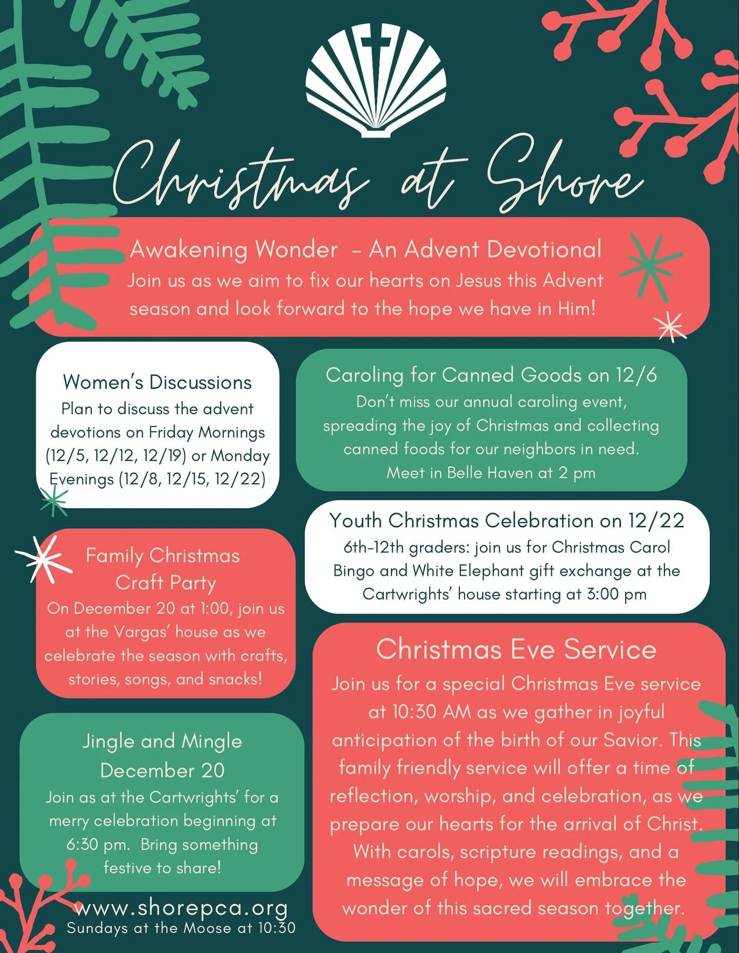Advent at Shore Presbyterian isn&rsquo;t just a season of candles and carols&mdash;it&rsquo;s a season of good news and genuine community. 
Join us as we celebrate the coming of Christ with gospel-centered teaching that points us to the hope we have 