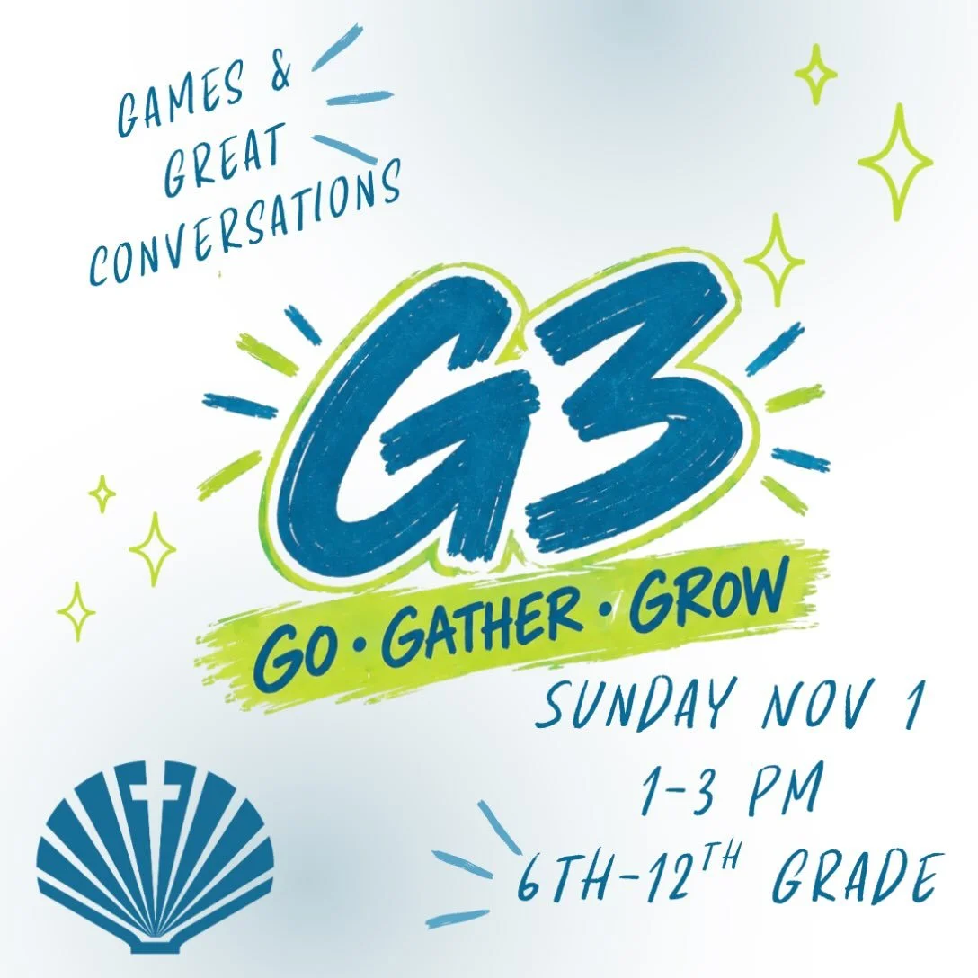Shore Youth (6th&ndash;12th grade), it&rsquo;s time for our monthly G3 gathering! Join us this Sunday, November 1, from 1&ndash;3 PM for games, time together, and great conversations centered on the gospel.

At G3, we&rsquo;re all about GO, GATHER, G