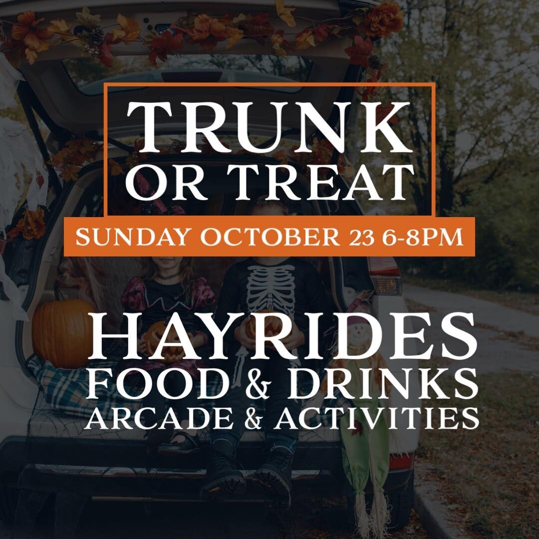 TRUNK OR TREAT TONIGHT! 🍭 
Rain or shine! All activities are under shelter ☂️
We can&rsquo;t wait to see all the kiddos in their best costumes 😊🎃