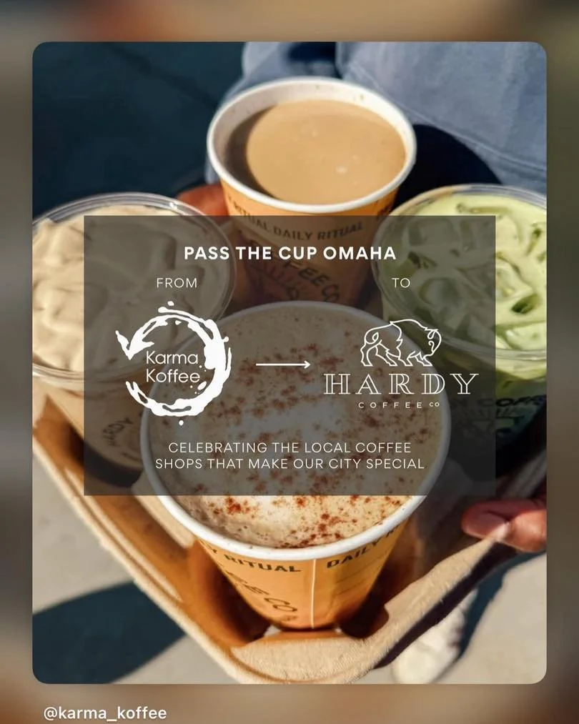 #PASSTHECUPOMAHA ☕️

We&rsquo;re celebrating the local coffee shops that make our city special! ☕️

This week, @karma_koffee is passing the cup to @hardycoffeeco!

Head to a Hardy Coffee location near you this week, show them some local love, and dis