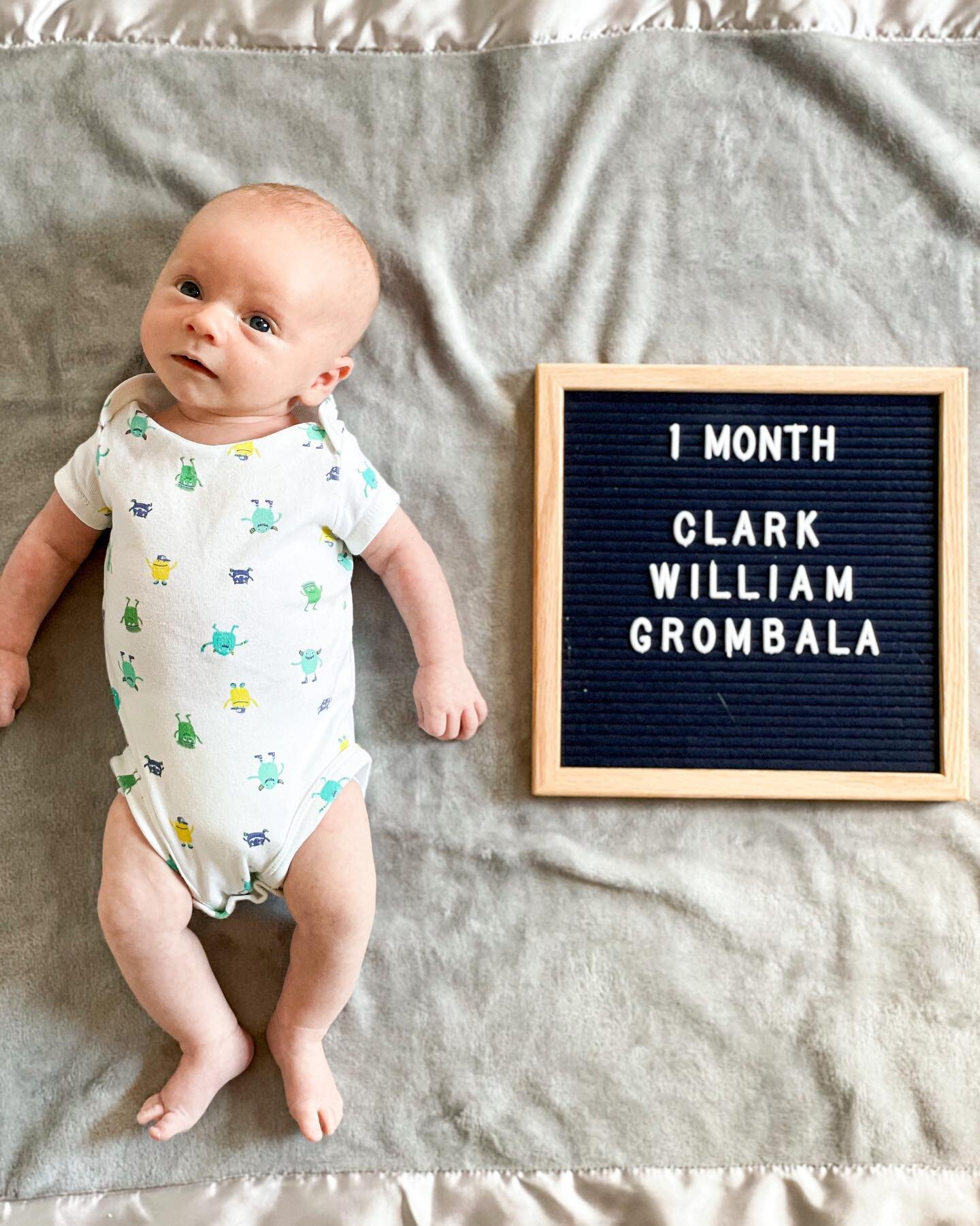 In typical new parent fashion, we&rsquo;re a day late but Happy 1 Month to our little dude! Love you, Clark &hearts;️
.
Likes: Car rides, porch time, side-eye &amp; naps.
.
Dislikes: Diaper changes, being set down, &amp; bees dying at an alarming rat