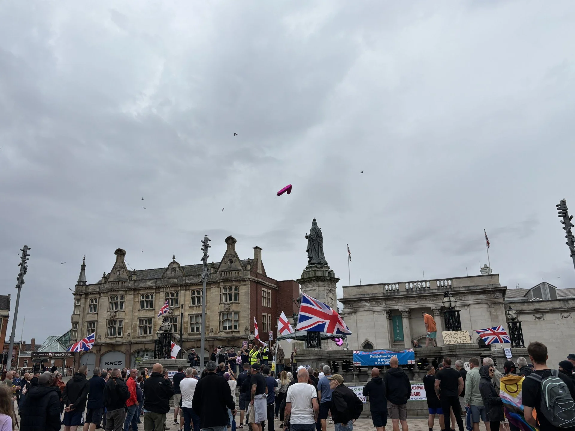 The Queens Square Riots Balloons but no violence at anti-immigration protest, one year after ...