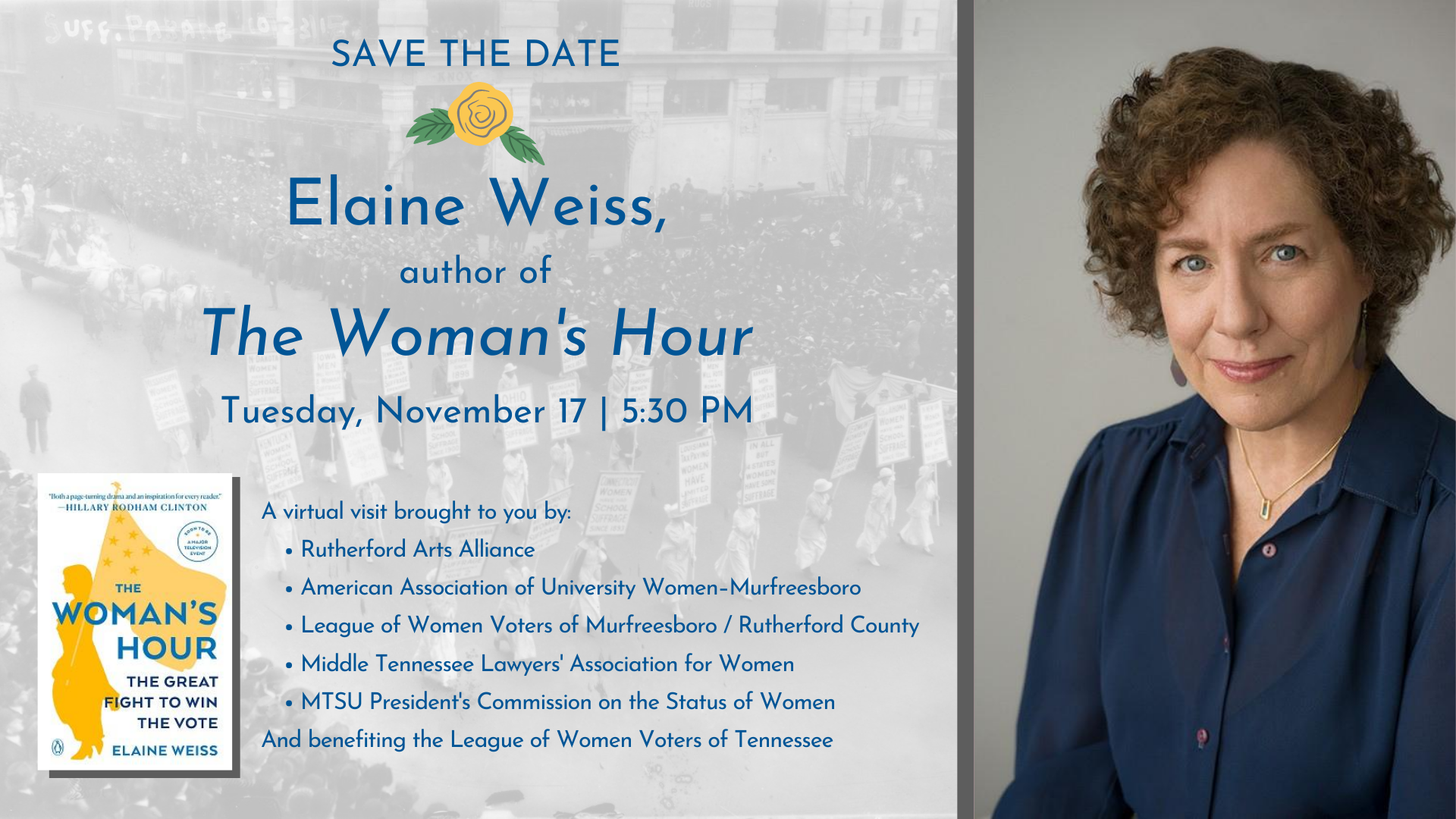 A Virtual Visit with Elaine Weiss, Author of THE WOMAN'S HOUR