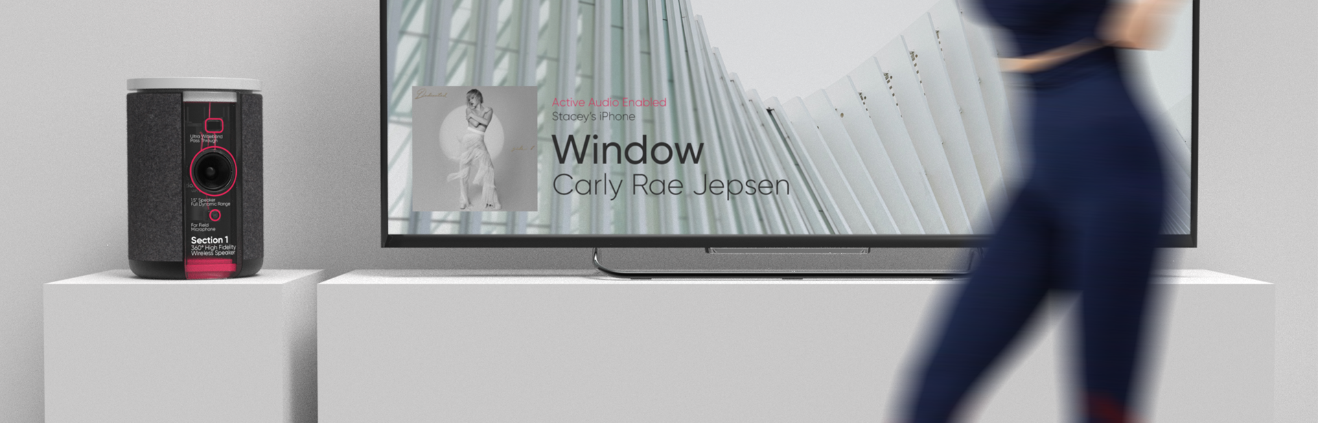 Studio project to design a high-end speaker for young consumers entering the workforce. Section 1’s stand out feature is its use of ultra-wideband technology to create sound-staged audio that follows you as you move about your home.