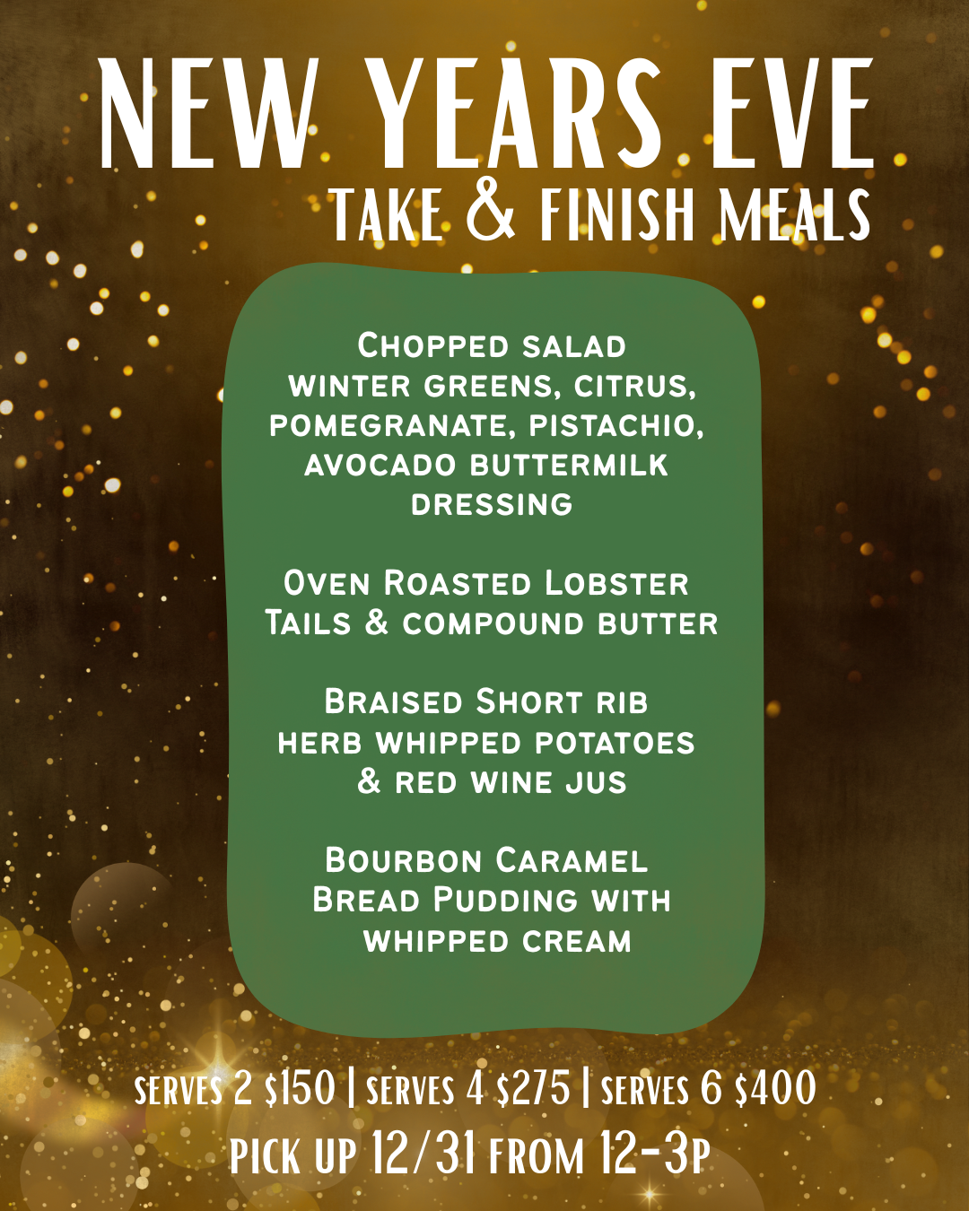 New Years Eve Take & Finish Meals