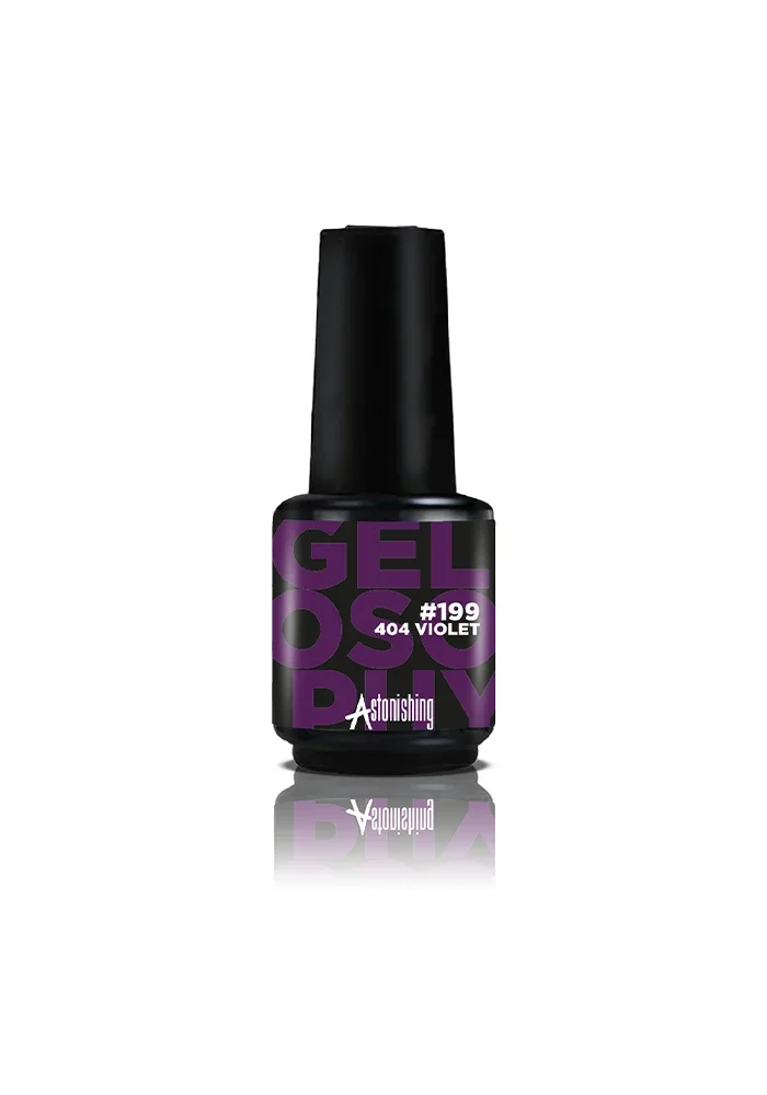 Gelosophy #199 404 Violet is a deep, rich plum violet gel polish with a glossy, high-shine finish