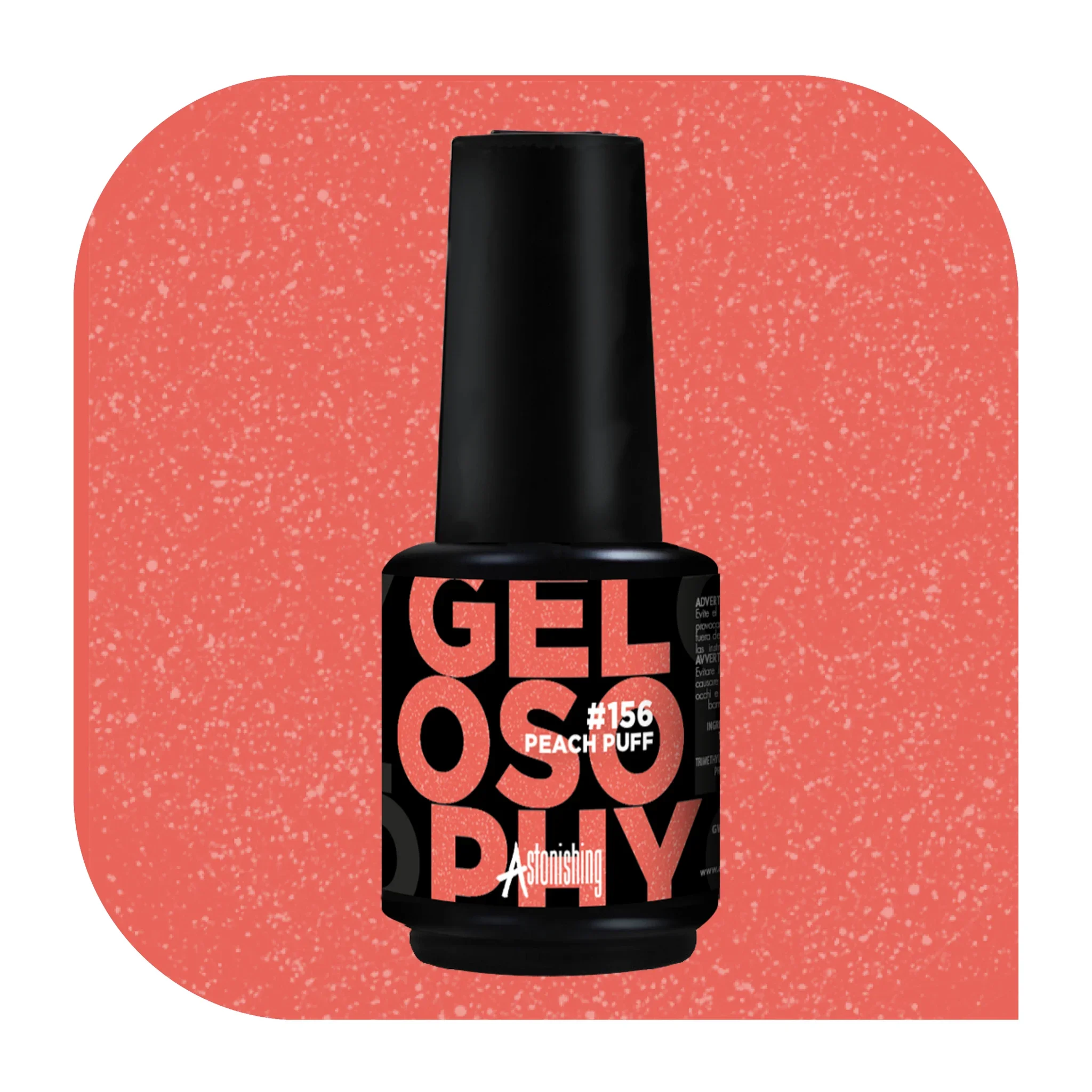 Gelosophy #156 Peach Puff coral peach gel polish bottle, High Tea collection