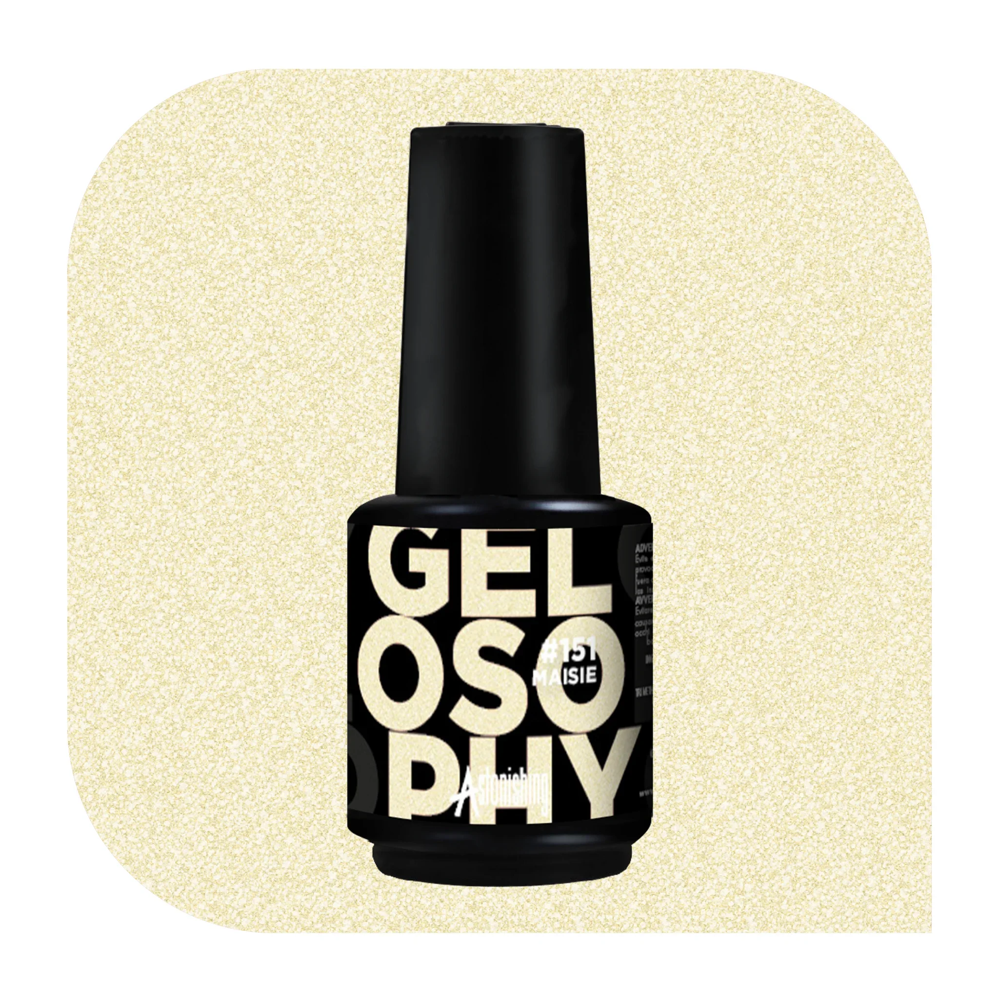 Gelosophy #151 Maisie sheer nude gold shimmer gel polish on manicured nails