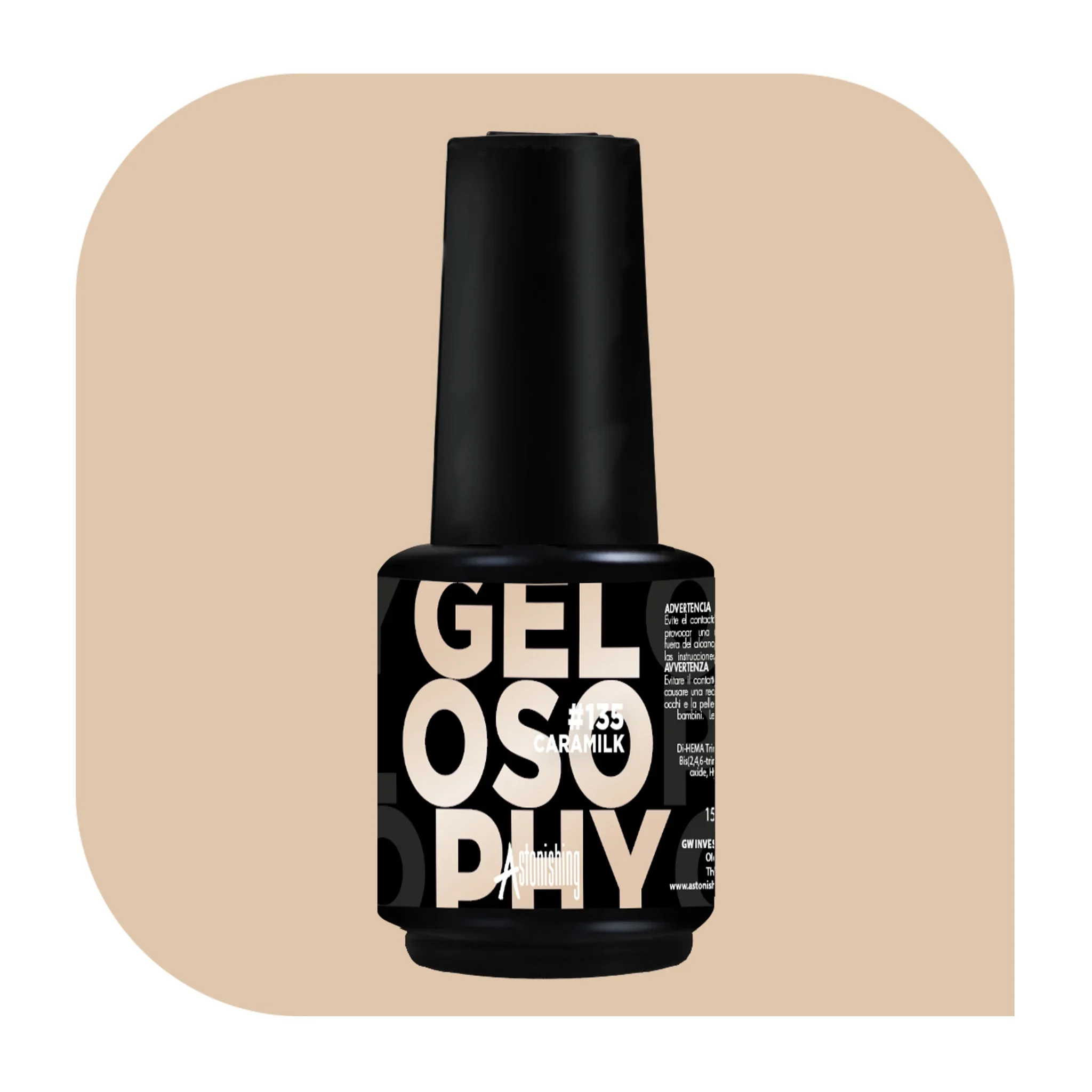 Gelosophy #135 Caramilk caramel beige gel polish swatch on nail tips