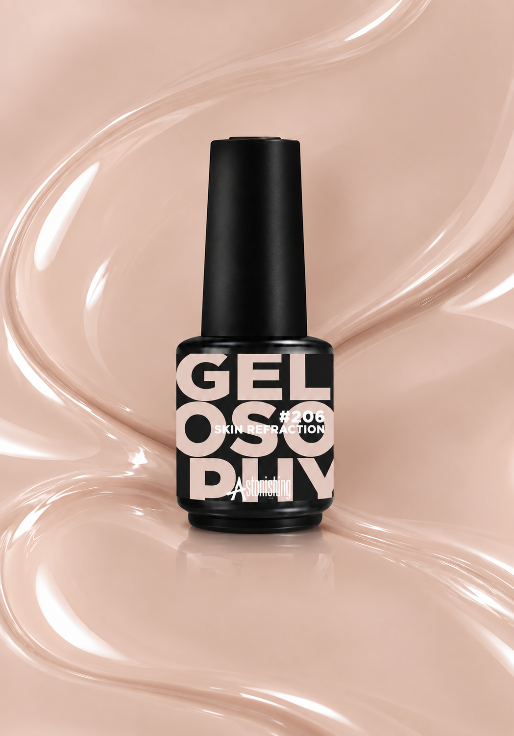 Gelosophy #206 Skin Refraction sheer nude beige gel polish bottle, Sheer Horizon collection