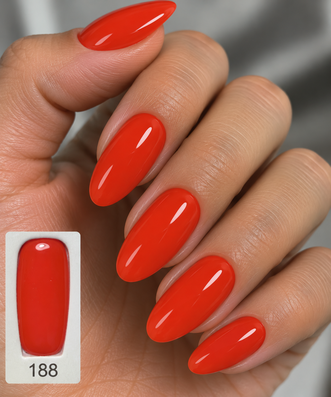 Gelosophy #188 Ring Toss Rebel bright coral orange-red gel polish bottle, Fanfair Fantasy collection
