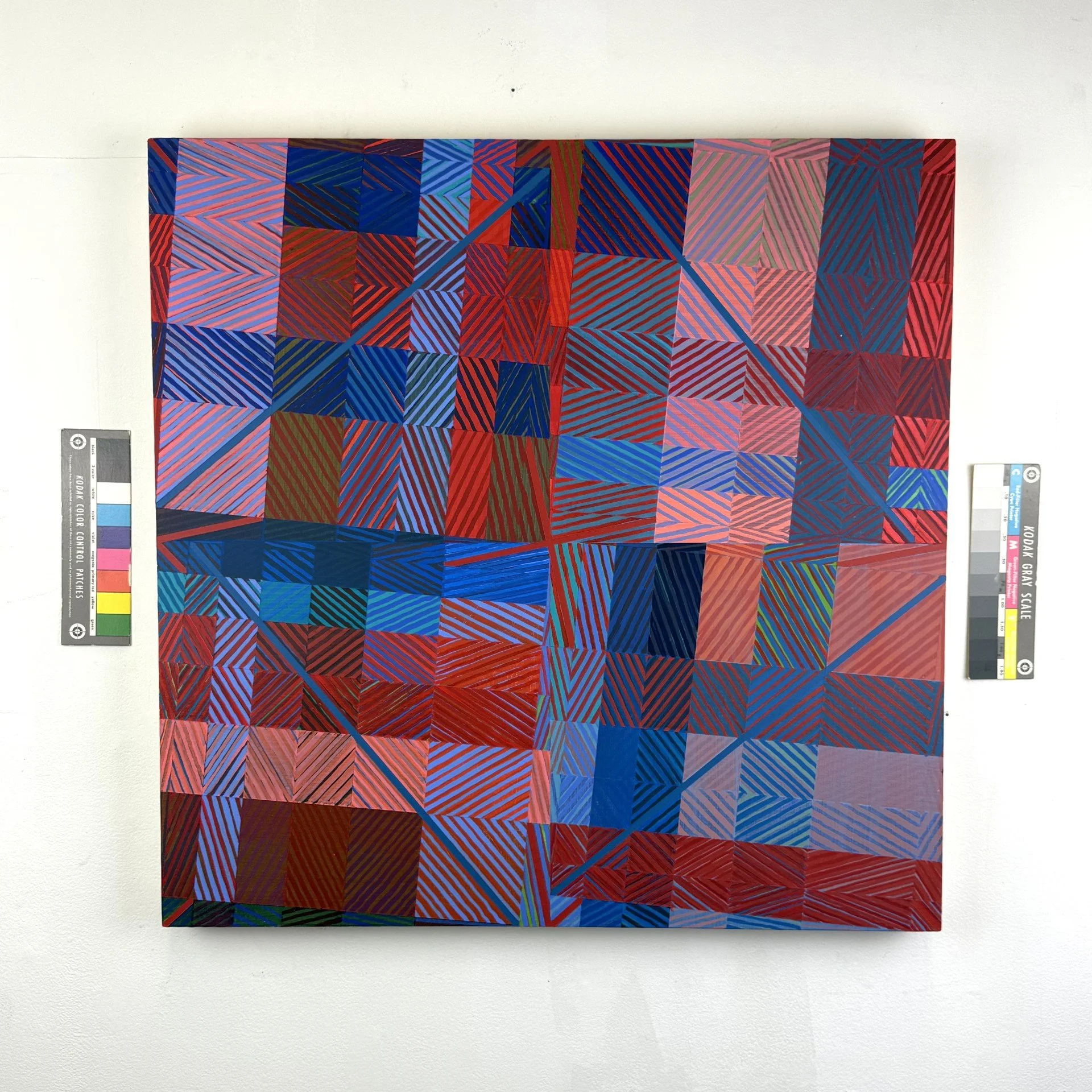 "Fault Lines #5 (cover-ups and transparency?)," 2026, acrylic on wood panel, 24" x 24." Private collection. Temporary iPhone photo