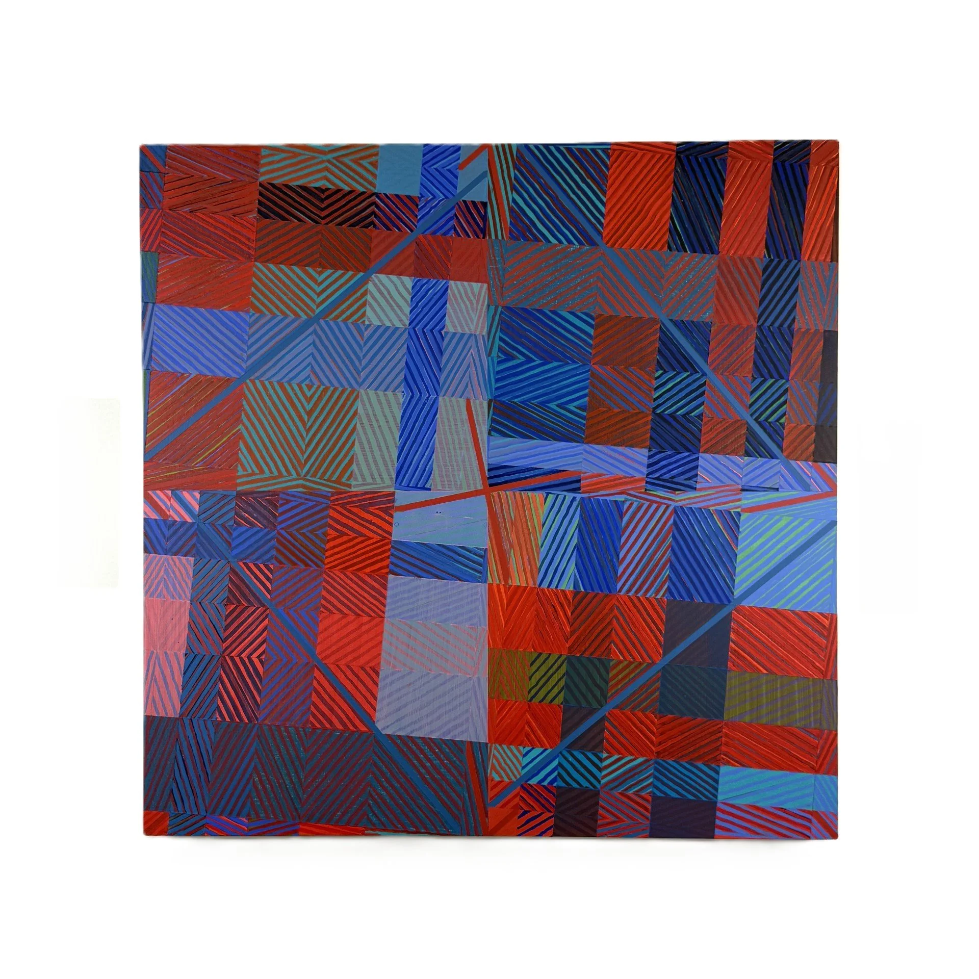 "Fault Lines #6 (cover-ups and transparency?), 2026,
acrylic on wood panel, 24" x 24."
Collection of the Demuth Museum of Art
